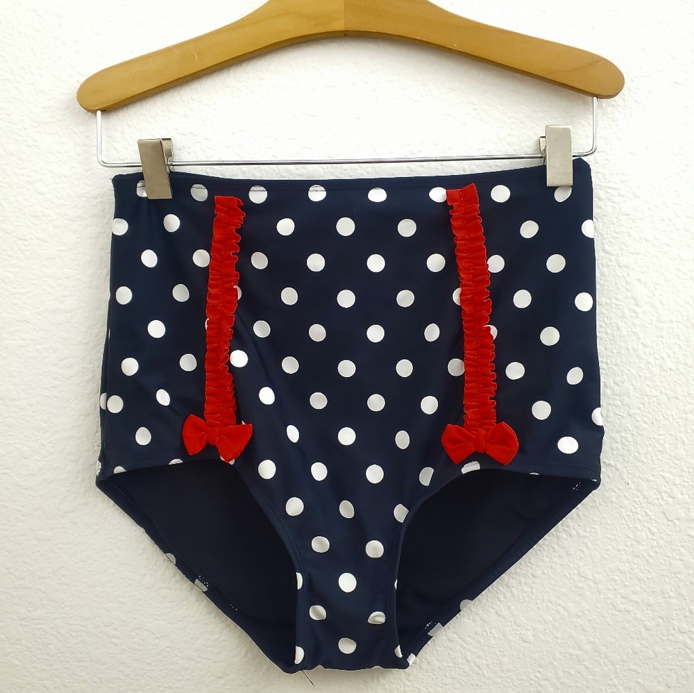 NWT Too Fast Polka Dot High Rise Bikini BottomACC7